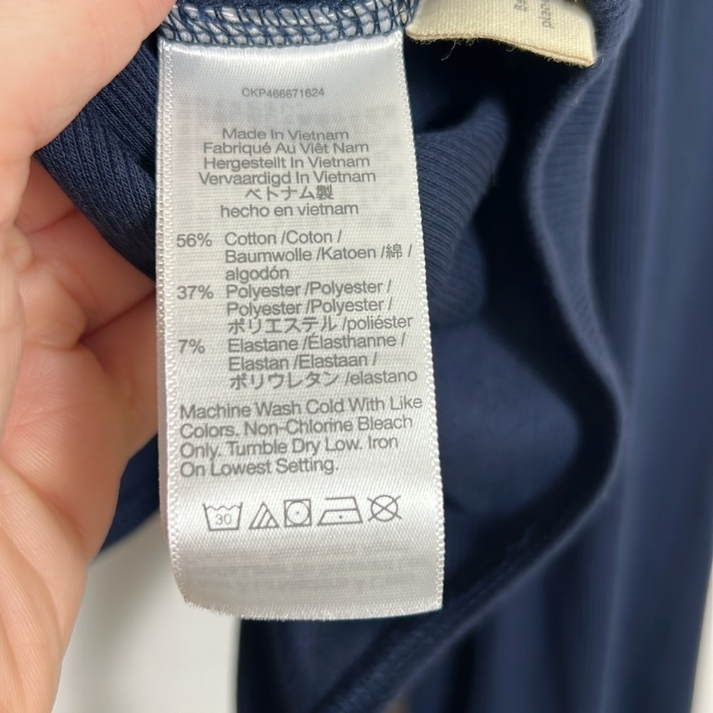 Madewell Ribbed Puff Sleeve Turtleneck Thong Bodysuit in Navy Blue Size Medium - Picture 13 of 13